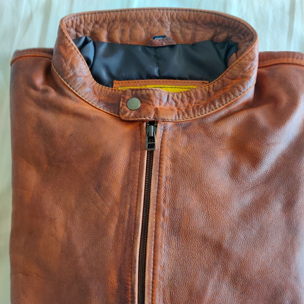 Motorcycle cowhid brown distressed leather jacket size 2XL Brand new with Tags